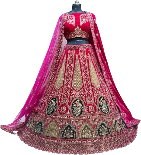 Double Dubpata bridal lehenga